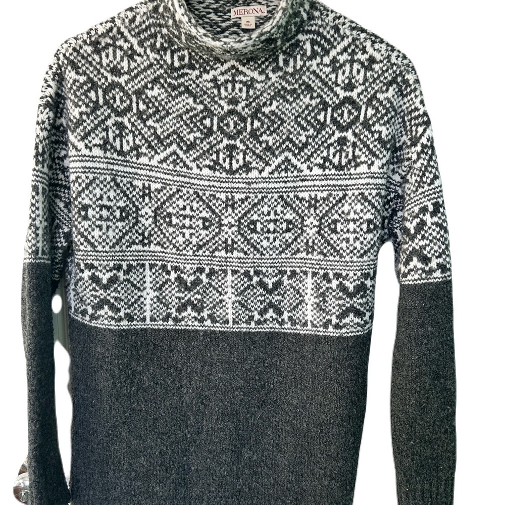 Nordic Merona Gray and White Fair Isle Knit Sweater